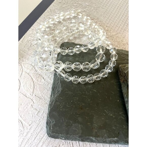 Beautiful Clear Crystal Borealis Beaded Stretch Bracelet Bundle - Picture 4 of 8